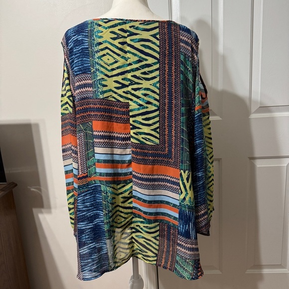 Blue and Green Boxy Tunic with Cut Out Details, size 26/28W - Picture 8 of 9